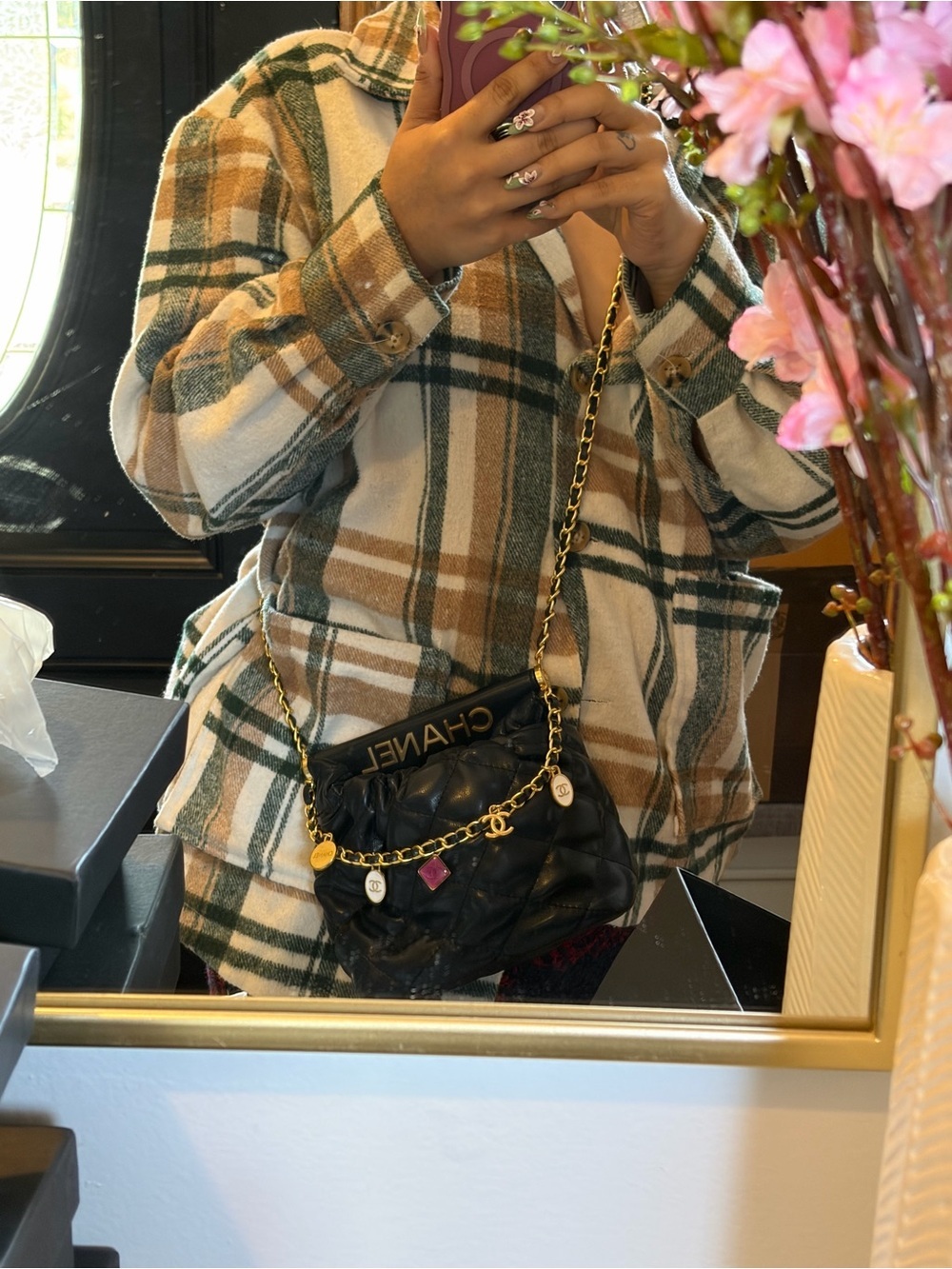 RARE DESIGNER VIP BLACK QUILTED CHARM CROSSBODY BAG
